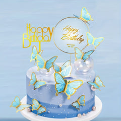 10pcs Golden Butterfly Cake Toppers for Birthdays and Weddings