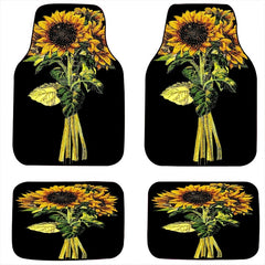 4pcs Sunflower Bouquet Car Floor Mat All-weather Car Protector