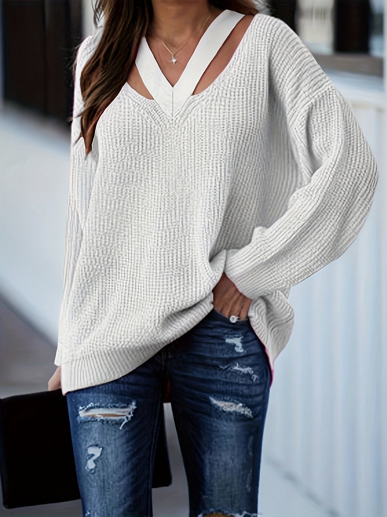 Sexy Sweater Women's V Neck High Stretch Sweater