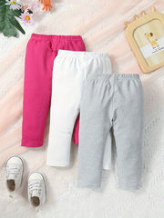 3pcs Cotton Comfortable Girls Long Pants Set Toddler Baby Stylish Trousers