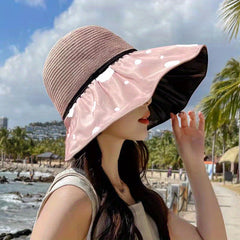 Polka Dot Double Layer Sun Hat Women Beach Hat