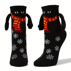 Christmas Hand In Hand Socks - 1 Pair, 4 Pairs, Magnetic, Big Eye Socks