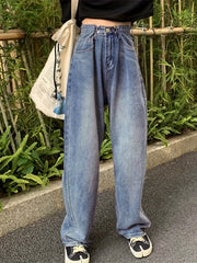 High Waist Straight Jeans Loose Fit Casual Baggy Jeans Women's Denim