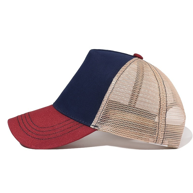 Colorblock Baseball Cap Mesh Breathable Sunshade Peaked Cap