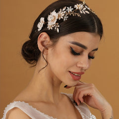 Pearl Flower Leaf Headpiece Bridal Wedding Hair Accessories