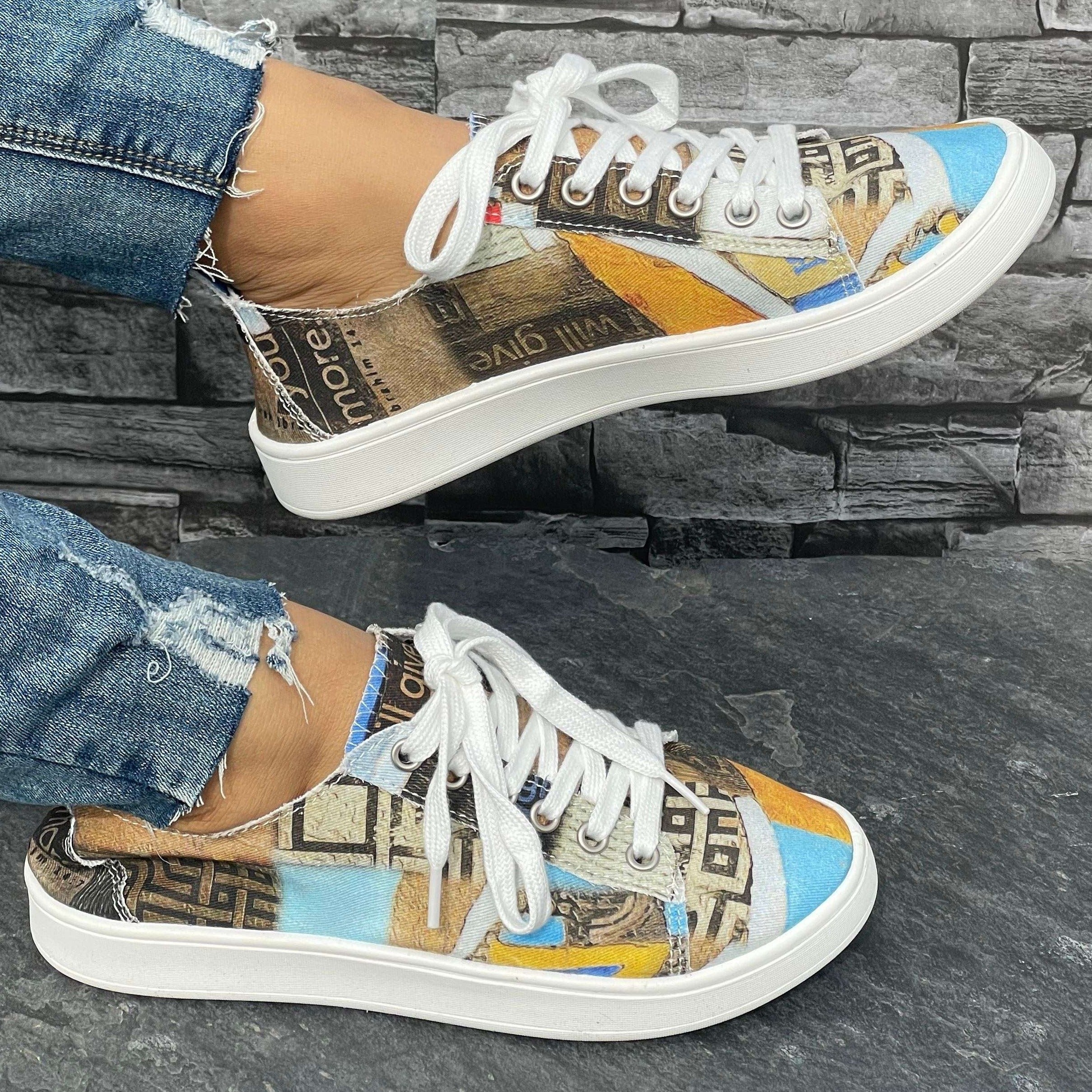 Geometric Pattern Flat Shoes Women's Slip On Lightweight Walking Shoes
