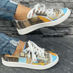 Geometric Pattern Flat Shoes Women's Slip On Lightweight Walking Shoes