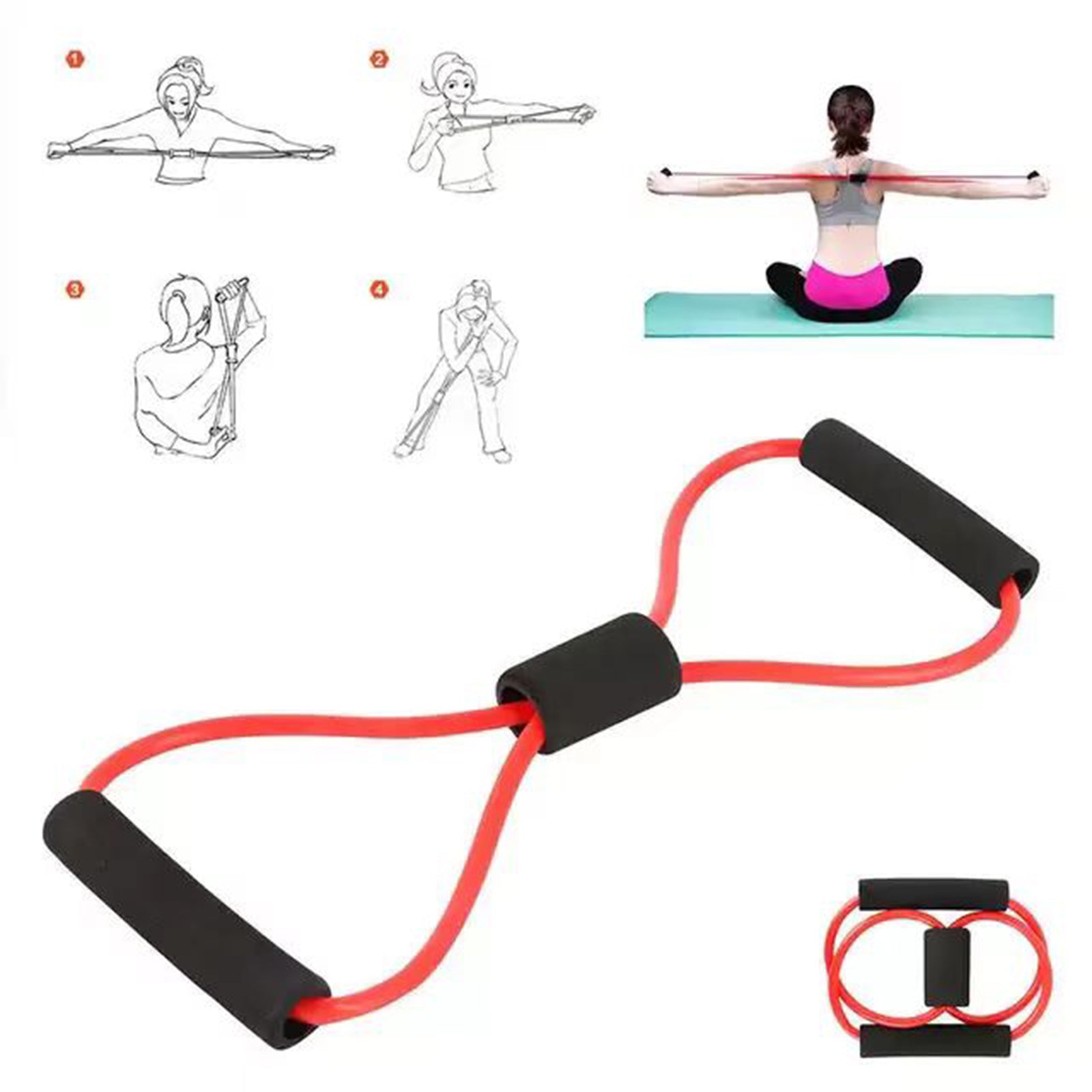 TPE Elastic Stretching Rope for Fitness, Body Shaping