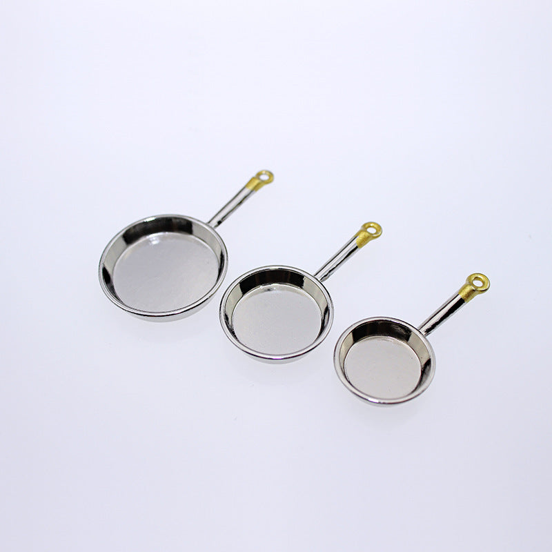 3-Piece Miniature Kitchen Pans for Dollhouse Play