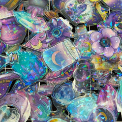 50 Transparent 2D Magical Witch Stickers for Luggage Cars Skateboards