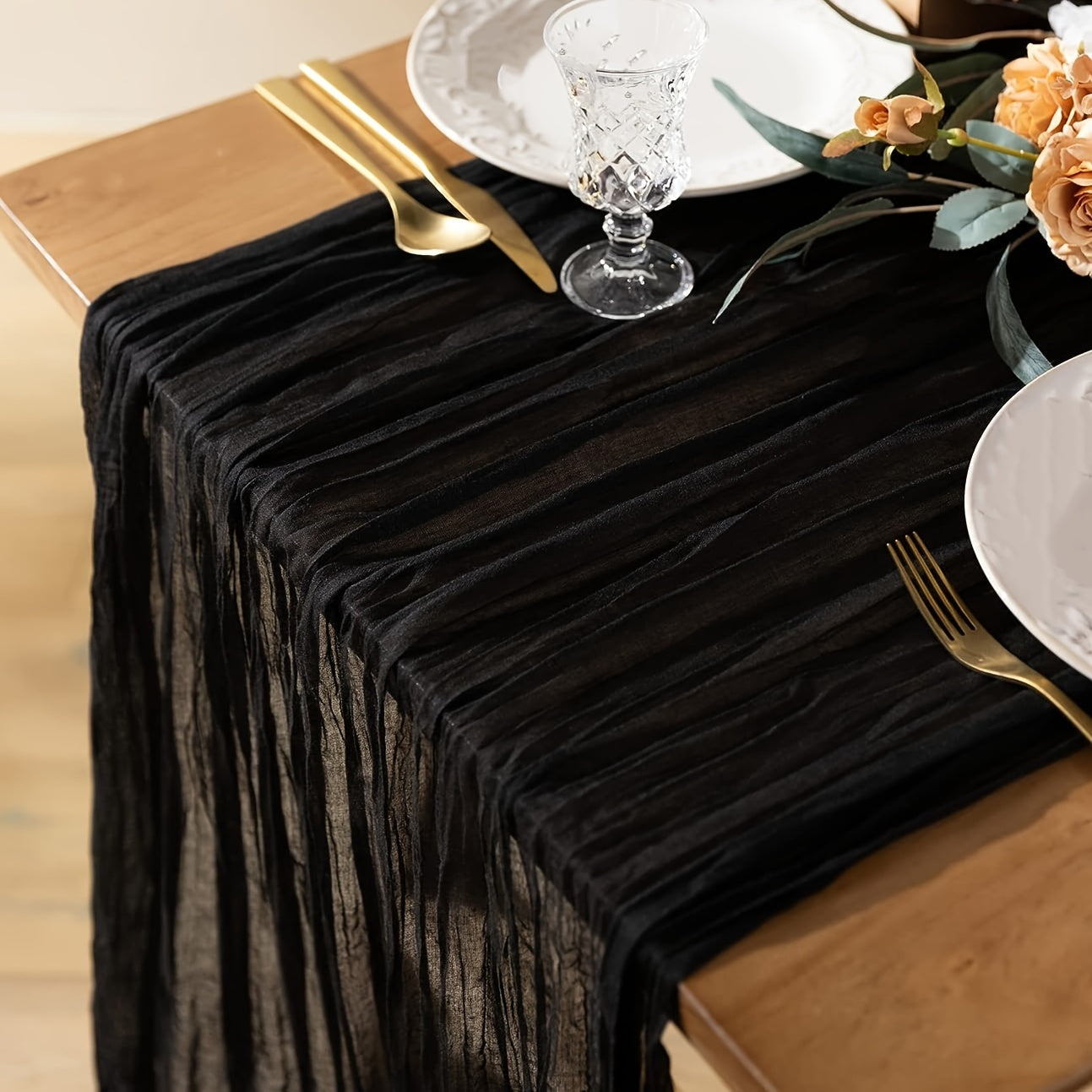 Polyester Table Runner Green Cheesecloth Gauze Bohemian Burgundy