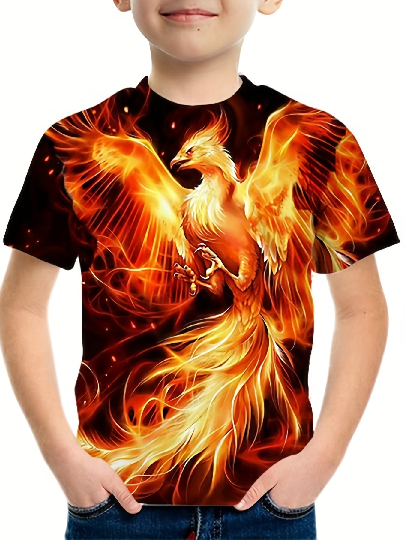 Phoenix Graphic T Shirt Boys 3D Print Breathable Stretchy Tee Summer Outdoor