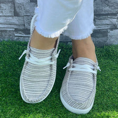 Striped Pattern Flat Shoes Women's Lightweight Comfortable Walking Shoes
