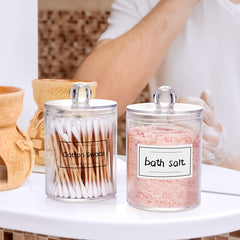 Cotton Ball Jar & Holder Organizer Acrylic Swab Storage Room Decor