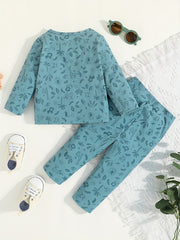 Baby Boy's Stripe Animal Printed Casual Suit Long Sleeve Top & Trousers