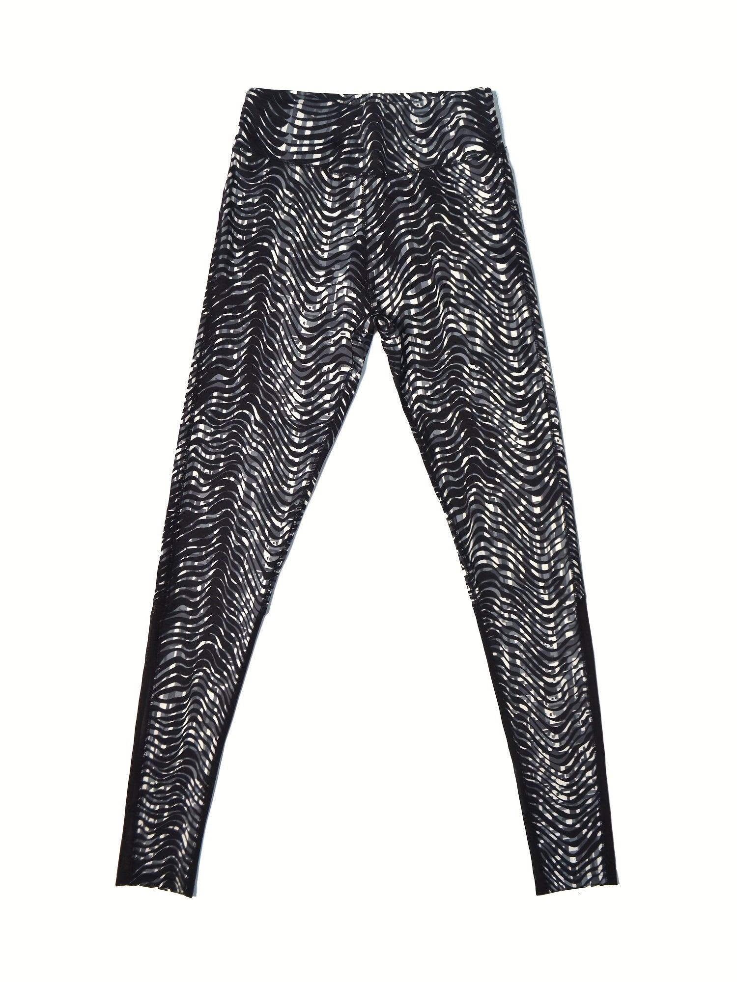 Striped Mesh Crop Pants Butt Lifting Yoga Leggings Women's Activewear