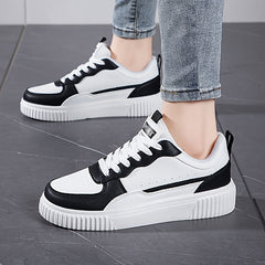 Faux Leather Block Skate Shoes Non Slip Flat Sneakers