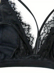 Plus Size Sexy Bra Women's Plus Lace Bow Wireless Bralette