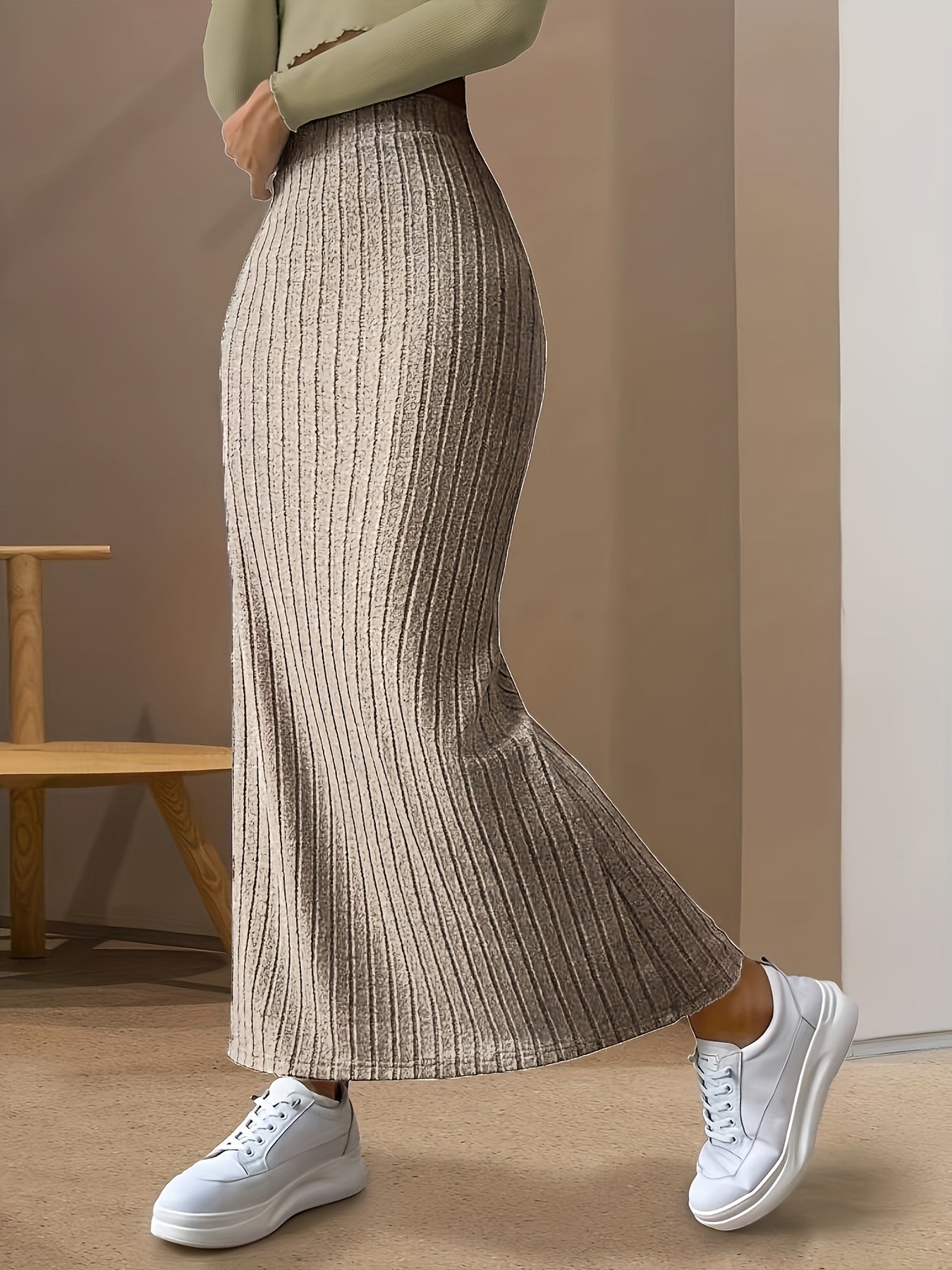High Waist Split Skirt Stretchy for Spring & Summer