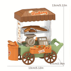 Dollhouse Toy Bakery Cart with Auto Bread Dispenser - Creative Toy