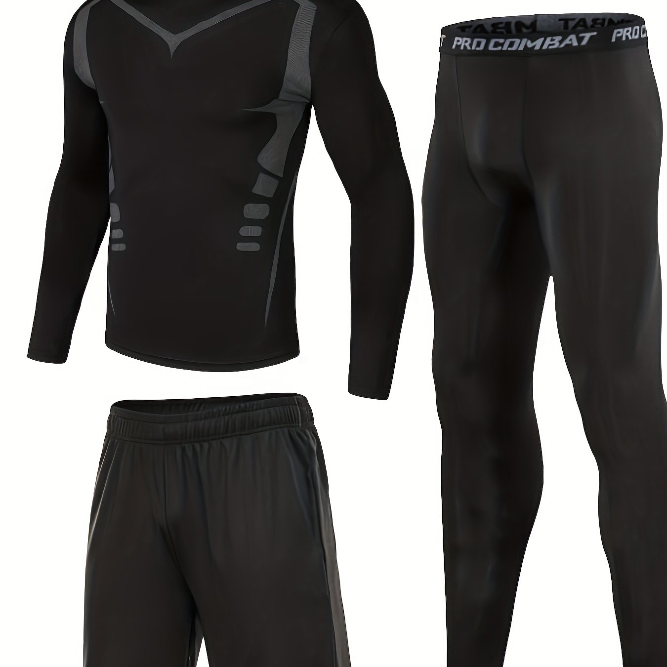 Men's Quick Drying Long Sleeve T-shirt & Shorts Set for Fitness