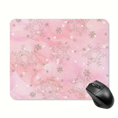 Pink Snowflake Boho Pattern Mouse Pad - Non Slip Rubber