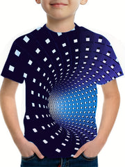 Boys' 3D Vision Illusion Graphic T Shirt - Breathable & Stretchy Tee