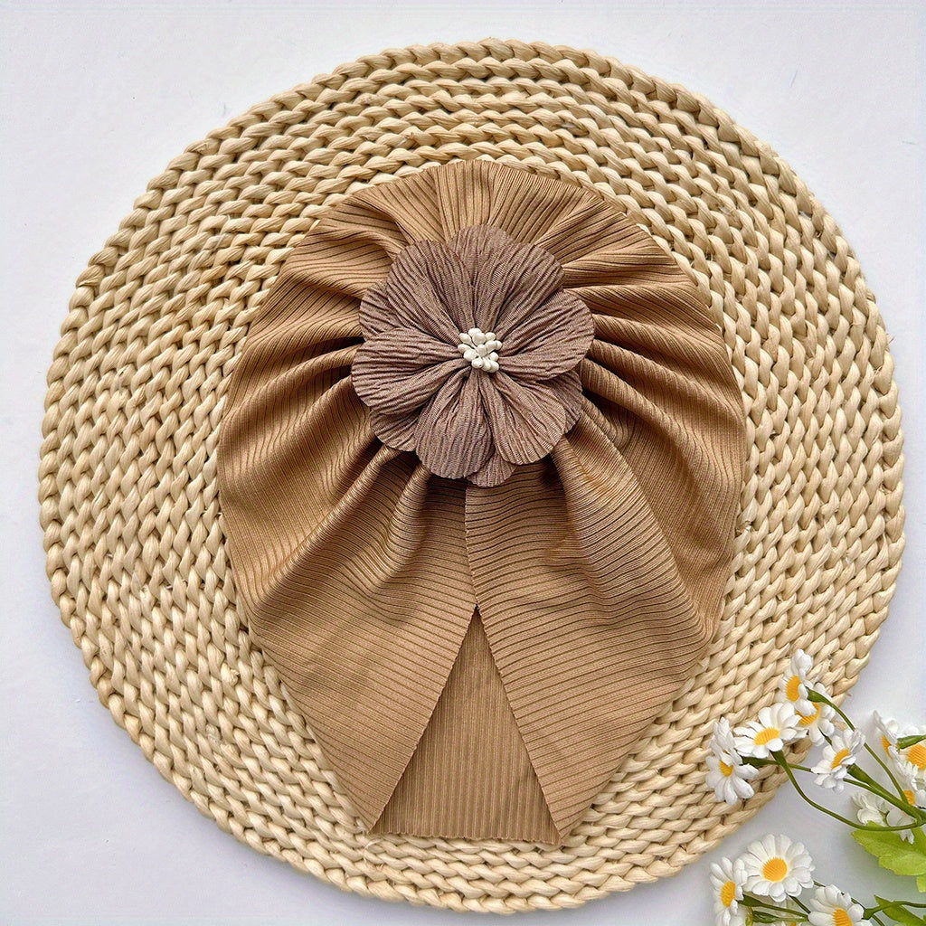 Soft Elastic Flower Baby Hat For Girl