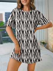 NightDress Casual Short Sleeve Crew Neck Pajama Dress