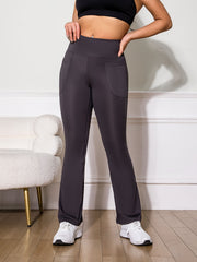 Women's High Waist Flare Pants Quick Drying Body Shaping Spandex Polyester Blend