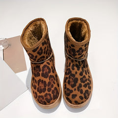 Leopard Print Plush Lined Thermal Snow Shoes Fall Winter Keep Warm