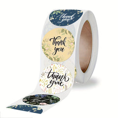 500 Thank You Flower Pattern Stickers Roll
