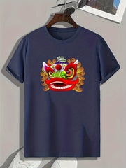 Head Of Lion Dance Men's Graphic T shirt Summer Tee