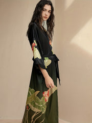 Nightgown Women's Plus Ombre & Floral Print Long Sleeve