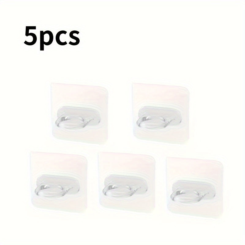 5pcs Wall Storage Hook Shampoo Shower Gel Shelf Self Adhesive Bathroom Holder