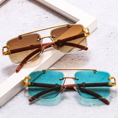 Men's Rimless Beamer Hip Hop Square Sunglasses