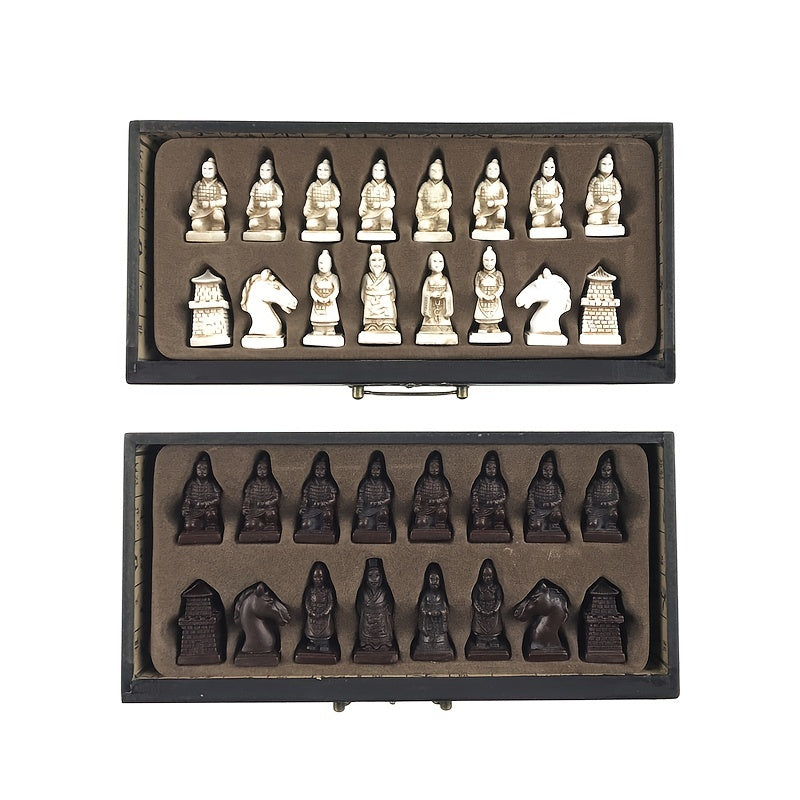 Antique Terracotta Army Chess Set Wooden Table Chess 26IN