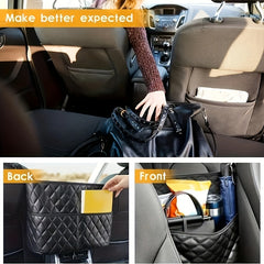 Car Net Pocket Handbag Holder PU Leather Seat Back Organizer For Handbags