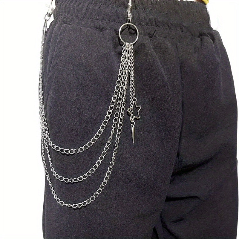 Star 3 Layer Waist Chain Decorative Pant Chain Hip Hop Rock Chain Punk Belt