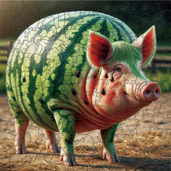 Watermelon Pig Wooden Jigsaw Puzzle Brain Teaser