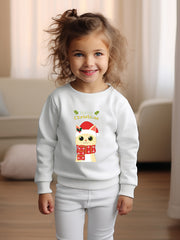 Christmas Kitty Graphic Crew Neck Long Sleeve Sweatshirt Kids
