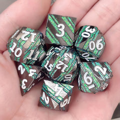 Striped Green Dice Metal Dice Gift For Halloween And Christmas