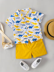 Casual Baby Boy Hawaiian Outfit Floral Shirt Shorts Set