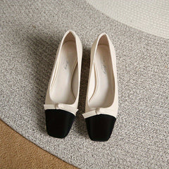 Chic Bowknot Chunky Heels Square Toe Mid Heel Shoes