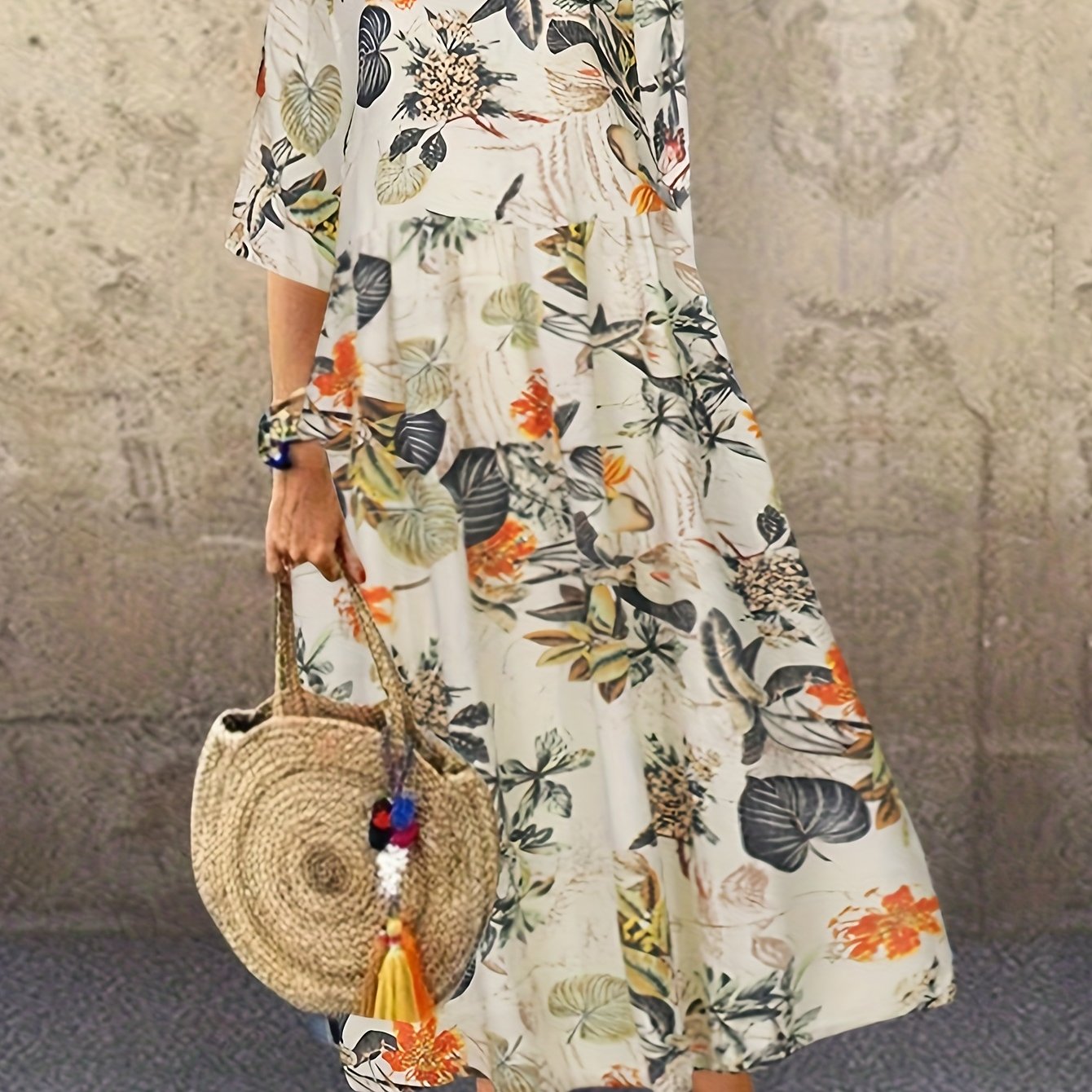 Boho Dress Women's Plus Floral Print Maxi Dress