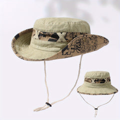 Vintage Washed Bucket Hat Wide Brim UV Protection Sun Hat Letter Printed