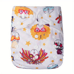 Reusable Bamboo Charcoal Animal Diaper + Pad Fits 3-36 Mo Babies