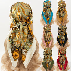 Paisley Print Bandana Satin Square Scarf Silky Floral Neck Wrap