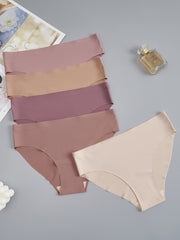 5pcs Seamless Solid Briefs Comfy & Breathable Intimates Panties Women's Lingerie
