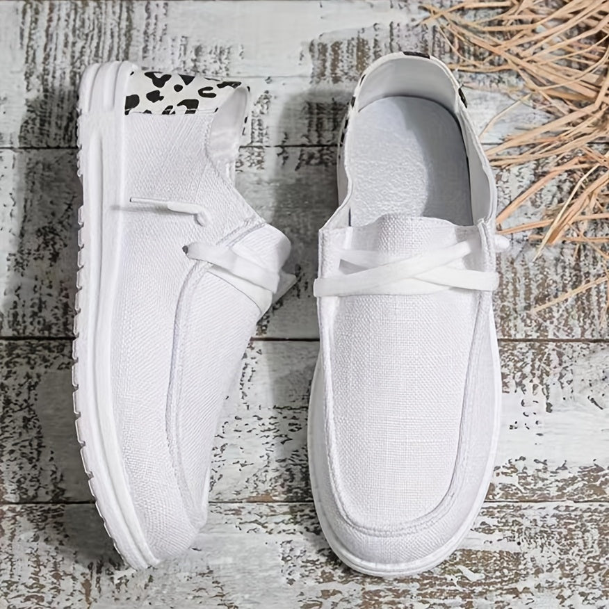 Women's Casual Canvas Shoes Lace Up Low Top Slip On Loafers